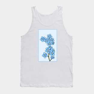 Vintage doodle illustration of Myosotis Alpestris or Forget-Me-Not flower Tank Top